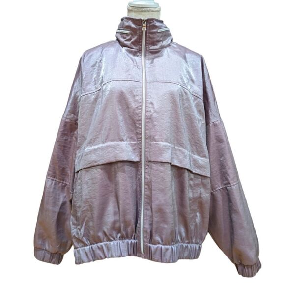 Noize Jackets & Blazers - NOIZE Women's SAIGE Mauve Long Sleeve Mock Neck Full Zip Windbreaker Jacket XXL
